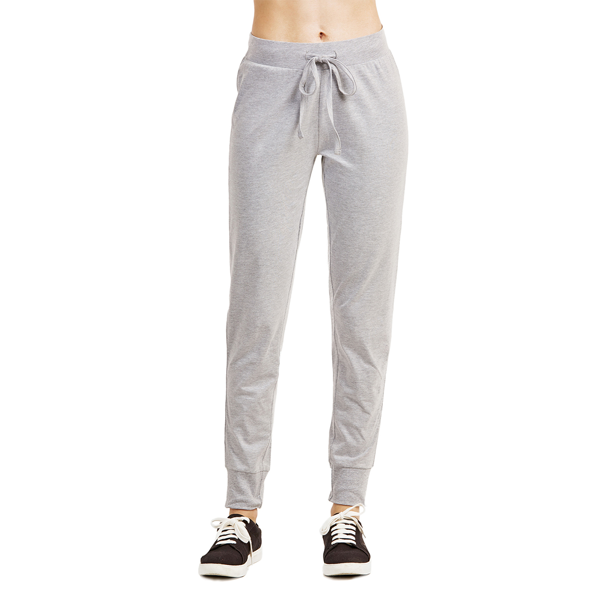Women's Lightweight Cotton Jogger Pants - Heather Grey, Medium, Pockets