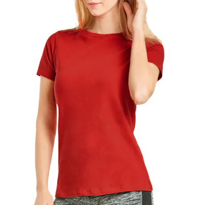 Women's Classic Fit Crew Neck T-Shirts - Small, Red