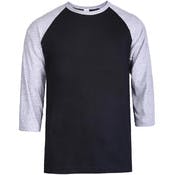 Men's 3/4 Sleeve Baseball T-Shirt - 2XL, Gray/Black