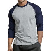 Men's 3/4 Sleeve Baseball T-Shirt - 2XL, Navy/Light Grey