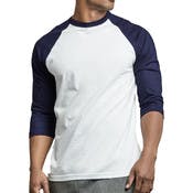 Men's 3/4 Sleeve Baseball T-Shirt - 2XL, Navy/White