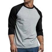 Men's 3/4 Sleeve Baseball T-Shirt - Large, Black/Light Gray