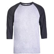 Men's 3/4 Sleeve Baseball T-Shirt - Large, Charcoal/Gray