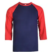 Men's 3/4 Sleeve Baseball T-Shirt - Large, Dark Red/Navy