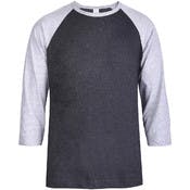 Men's 3/4 Sleeve Baseball T-Shirt - Large, Gray/Charcoal