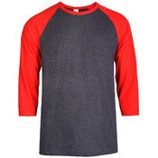Men's 3/4 Sleeve Baseball T-Shirt - Large, Red/Charcoal