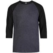 Men's 3/4 Sleeve Baseball T-Shirt - Medium, Black/Charcoal