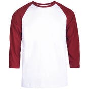 Men's 3/4 Sleeve Baseball T-Shirt - Medium, Burgundy/White