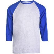 Men's 3/4 Sleeve Baseball T-Shirt - Medium, Royal Blue/Gray