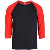 Men's 3/4 Sleeve Baseball T-Shirt - Medium, Red/Black