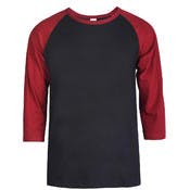 Men's 3/4 Sleeve Baseball T-Shirt - Small, Burgundy/Black