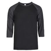 Men's 3/4 Sleeve Baseball T-Shirt - Small, Charcoal/Black