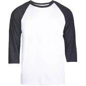 Men's 3/4 Sleeve Baseball T-Shirt - Small, Charcoal/White
