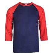 Men's 3/4 Sleeve Baseball T-Shirt - Small, Dark Red/Navy