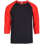 Men's 3/4 Sleeve Baseball T-Shirt - Small, Red/Black