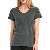Women's Classic Fit V Neck T-Shirts - Large, Heather Charcoal