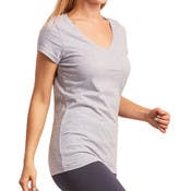 Women's Classic Fit V Neck T-Shirts - Large, Heather Gray