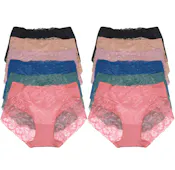 Mid Rise Lace Brief Panties - Assorted Colors, Small-XL