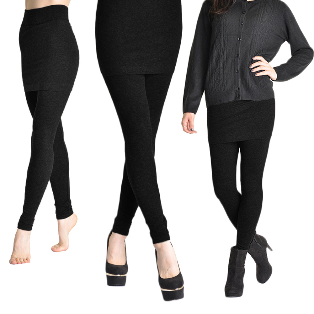 Wholesale Leggings with Mini Skirt Attached - Black - DollarDays