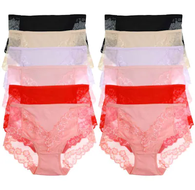 Cotton Mid-Rise Brief Panties - Assorted Colors, Size Small-XL