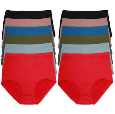 High Waist Cotton Brief Panties - Assorted Colors, Small-XL