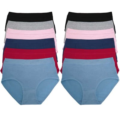 Classic Cotton Mid-Rise Brief Panties - Size 2XL, Assorted Colors