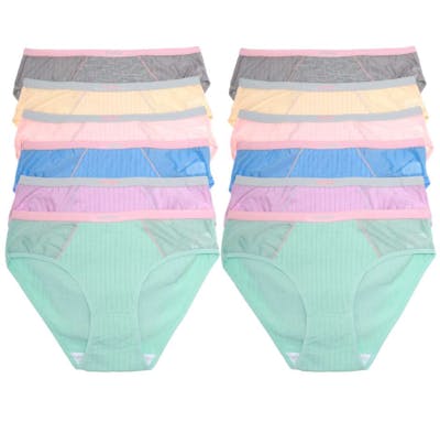 Ribbed Cotton Bikini Panties - Size Small-XL, Assorted Colors