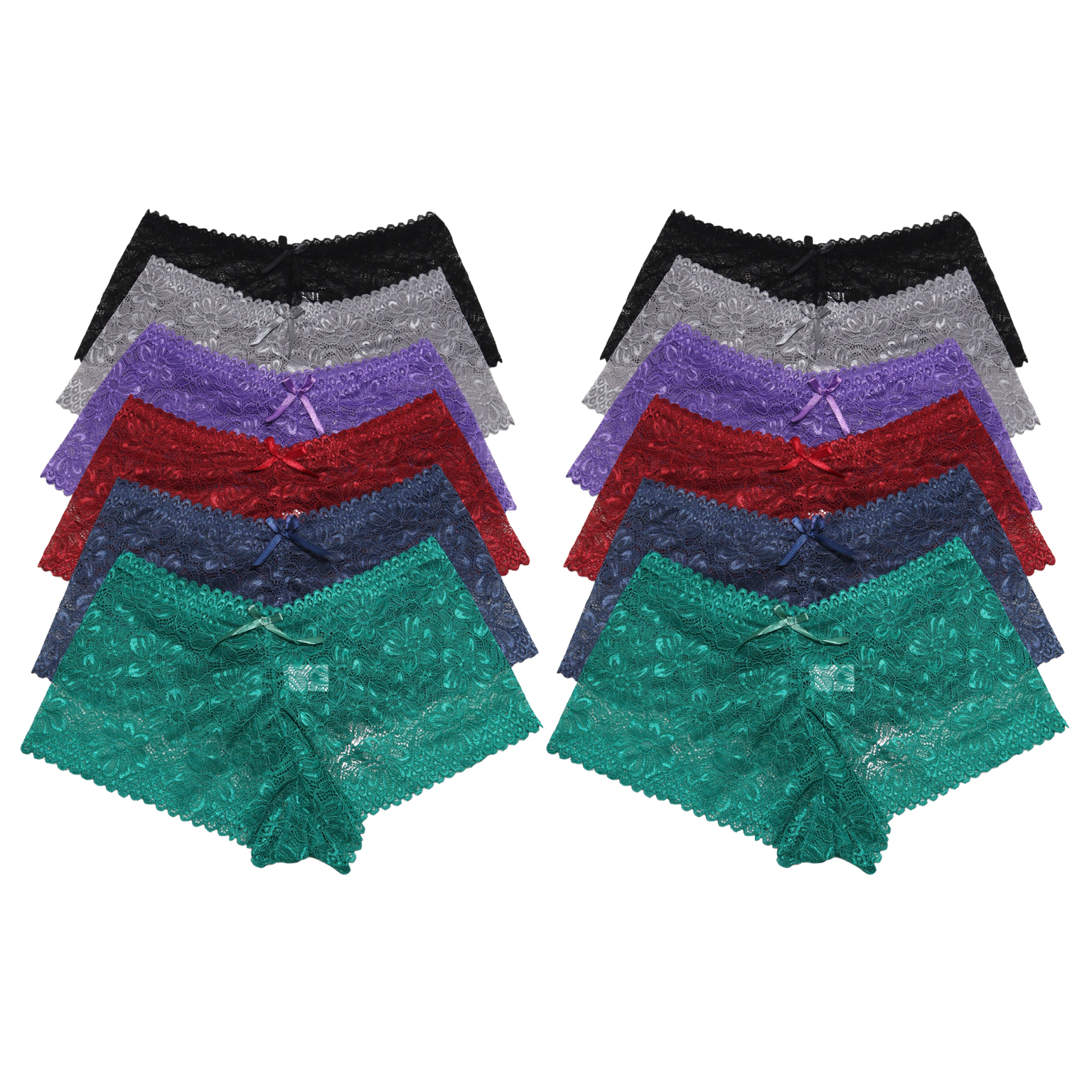 Wholesale Lace Cheeky Boyshort Panties Assorted Colors Sizes