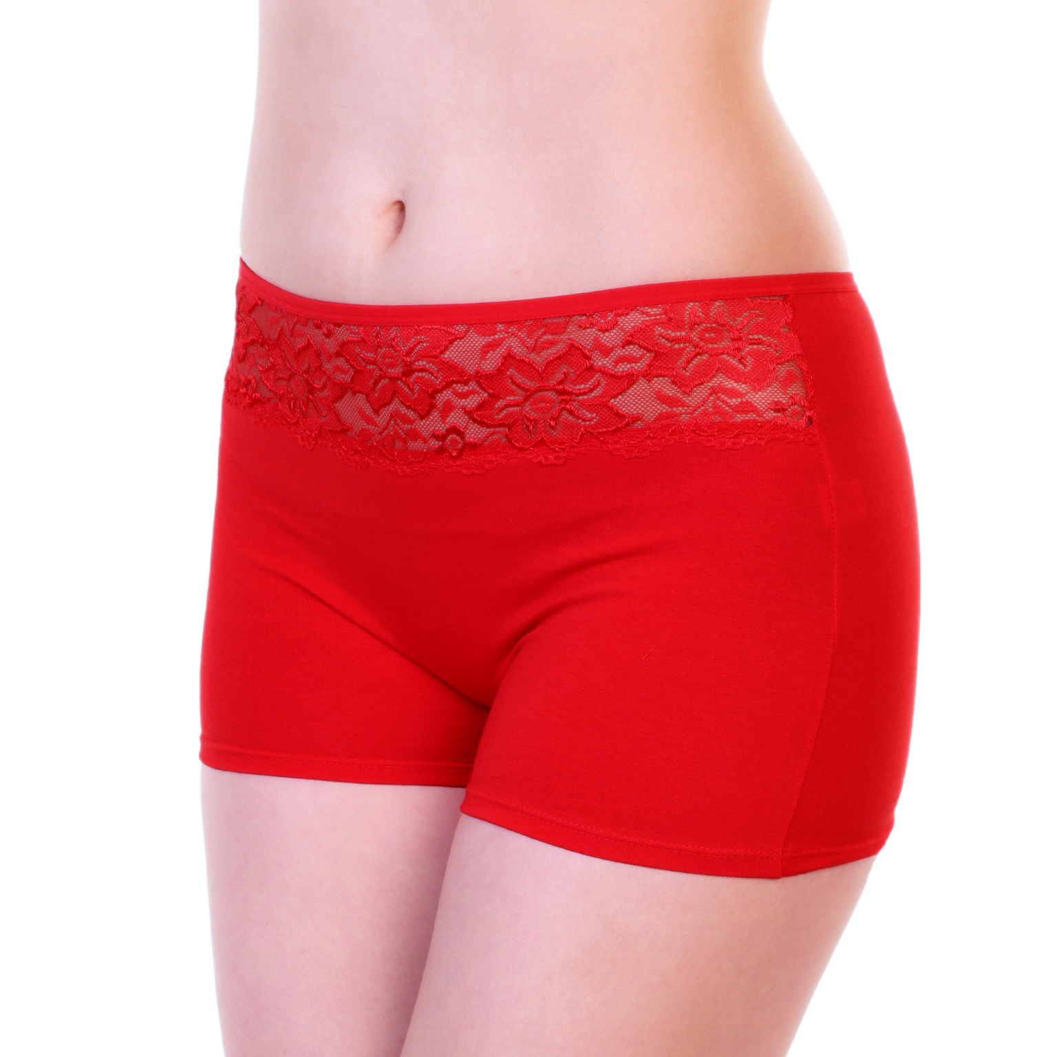 Boyshort Boxer Brief Panties with Lace Accent Assorted Colors Sizes