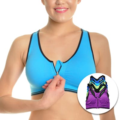 Women's Zipper Front Sports Bras - Small/Medium, Assorted Colors
