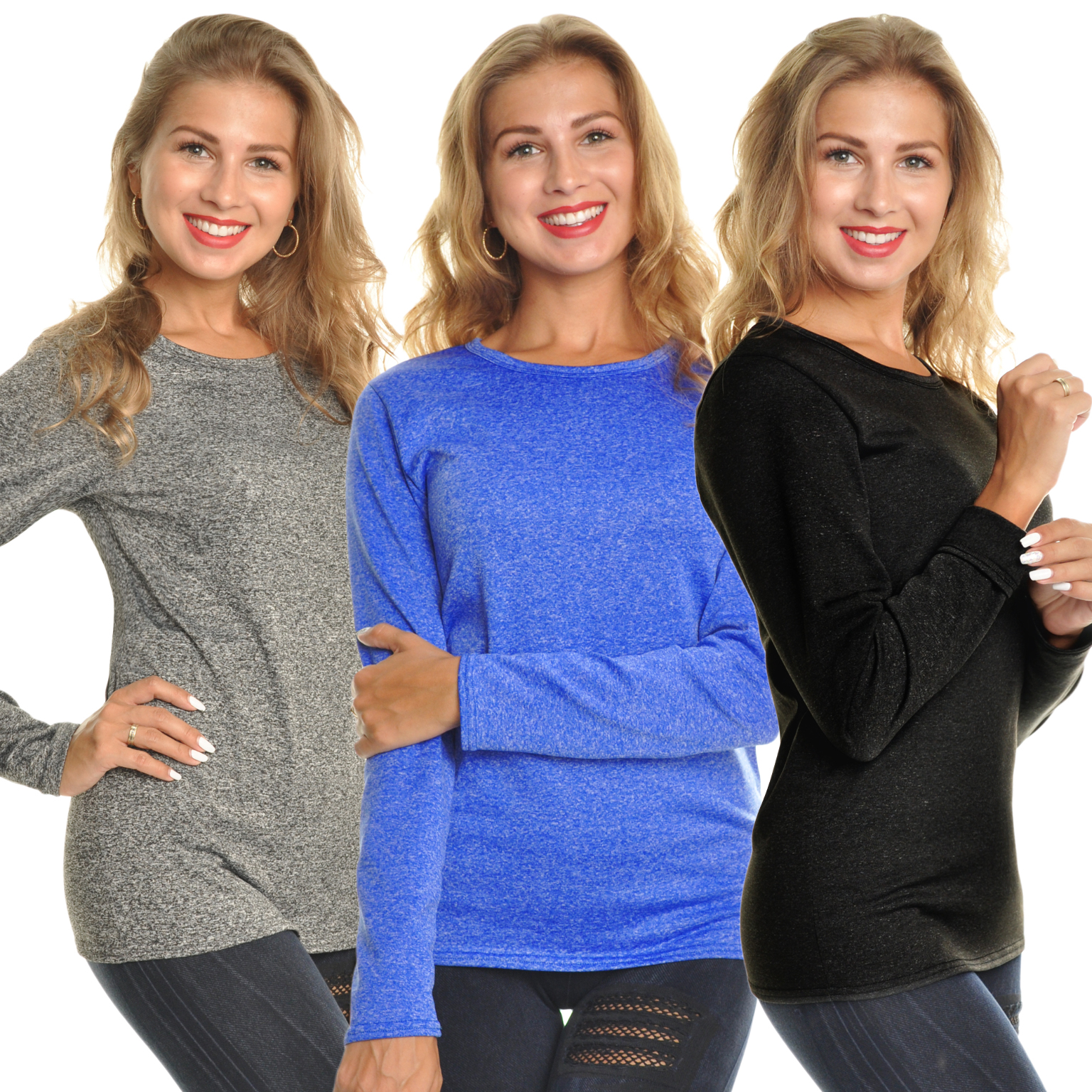 Wholesale Women's Thermal Tops in Marled Colors Size 3X - DollarDays