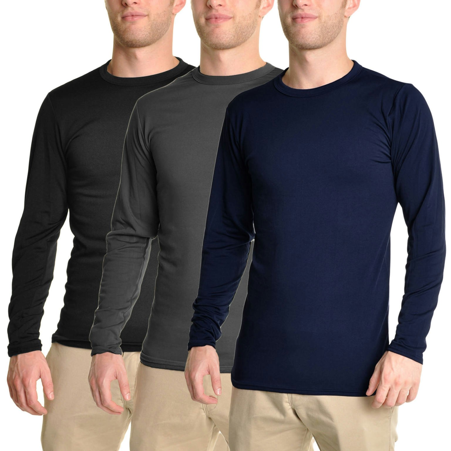 Kam Maglia Termica Manica Lunga Uomo – Taglie Forti 2XL-8XL, Girocollo A Costine, Biancheria Intima Invernale In Cotone E Poliestere, Nero