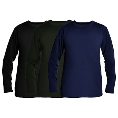 Men's Long-Sleeve Thermal Tops - Large, Black, Green, Navy