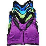 Women's Zipper Front Sports Bras - Assorted