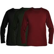 Men's Long-Sleeve Thermal Tops - 2X, Black, Green, Deep Red