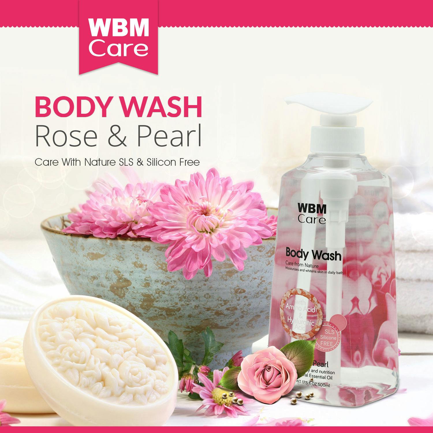 Wholesale Natural Body Wash Rose Pearl 17.5 oz. (SKU 2348383) DollarDays