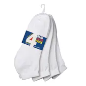Boy's Low-Cut Socks - 4 Pack, White, Size 6-8