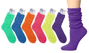Women's Tipi Toe Cotton Slouch Crew Boot Socks, Neon, 9-11, 1 Pack