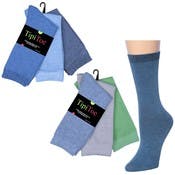 Women's Crew Socks - 3 Pack, Blue & Green Colors, Size 9-11