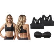 Women's Sports Bras - Black, Sizes M-XL, Removable Pads