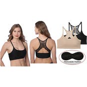 Women's Sports Bras - Black, Sizes M-XL, Removable Pads