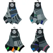 Men's Athletic Socks - 3 Pack, Gray Stripes, Size 10-13