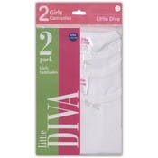 Girls' Camisoles - S-XL, White, 2 Pack