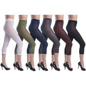 Women's Opaque Footless Capri Tights - 6 Colors & 2 Sizes