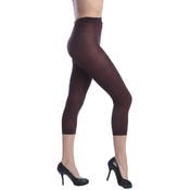 Women's Nylon Opaque Capri Footless Tights with Lace Trim Bottom 6
