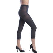Women's Opaque Footless Capri Lace Tights - Charcoal, One Size Fits Most