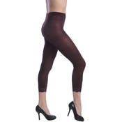 Women's Opaque Footless Capri Lace Tights - Brown, Queen Size