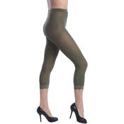 Women's Opaque Footless Capri Lace Tights - Olive, Queen Size