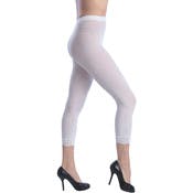 Women's Opaque Footless Capri Lace Tights - White, Queen Size