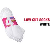 Girl's Low-Cut Socks - 4 Pack, White, Size 4-6